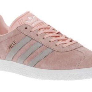 Pale Pink & Grey Adidas Gazelle Shoes Suede Unisex